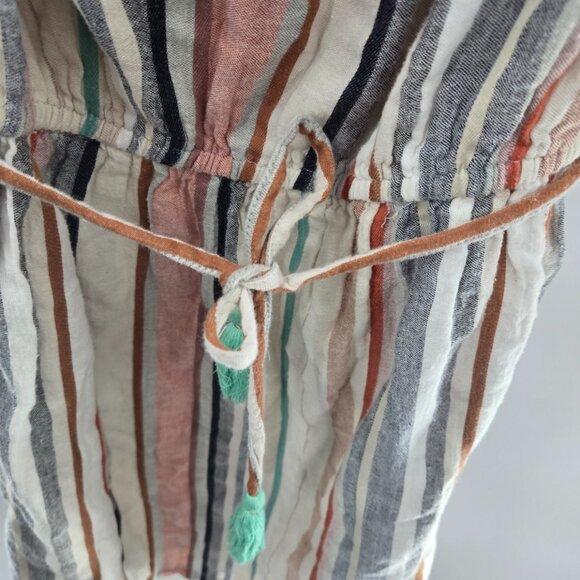 THML Vertical Striped 100% Cotton Lined Tassel Belt Mini Dress Size XS - Picture 5 of 8